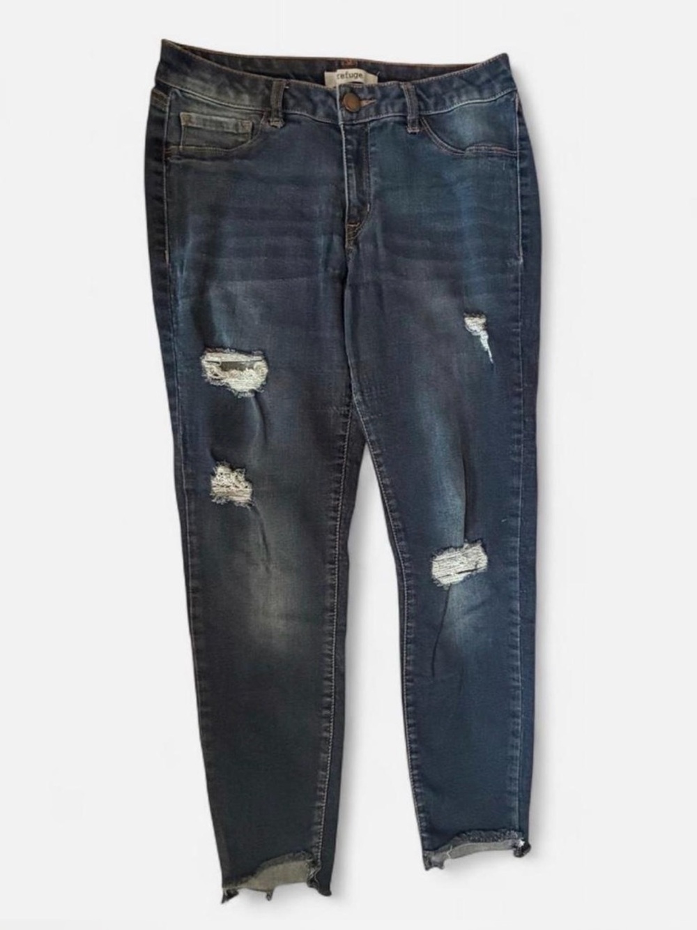 refuge Women's Distressed Dark Wash Jeans